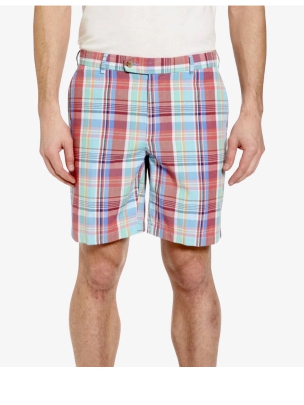 Peter Millar Seaside Plaid Golf Shorts Linen Silk Blend‎ Men's 38 Pastel Madras